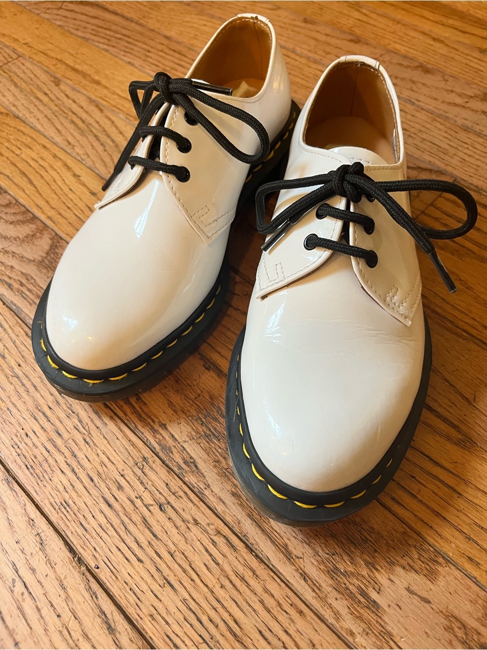 Dr. Martens Low White Patent Oxfords